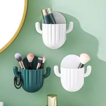 Стеллаж для хранения, современный настенный экологически чистый чехол-расческа для ванной комнаты в форме кактуса с 2 крючками для ежедневного использования белый