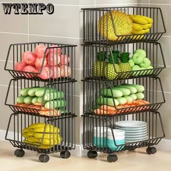 Стеллаж для хранения Стеллаж для овощей Кухонный стеллаж для хранения Корзина для овощей Стеллаж для хранения корзин Стеллаж для фруктов и овощей Стеллаж для закусок 2 layers чёрный