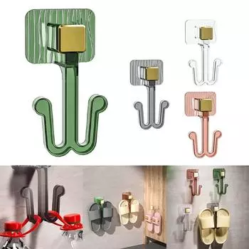 Стеллаж для хранения тапочек грузоподъемностью 10 кг, акриловый серый крючок серебряный