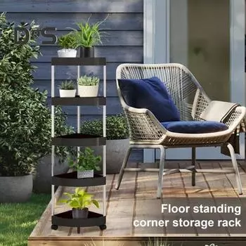 Стеллаж для хранения, тележка на колесиках с несколькими ярусами, большая вместимость, колеса на 360 градусов, дизайн, напольная угловая треугольная полка для ванной комнаты B