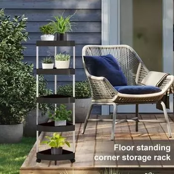 Стеллаж для хранения, тележка на колесиках с несколькими ярусами, большая вместимость, колеса на 360 градусов, дизайн, напольная угловая треугольная полка для ванной комнаты B