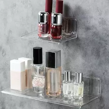 Стеллаж для хранения туалета, прозрачный пластиковый настенный тип, держатели для хранения в ванной, душевые полки для шампуня, органайзеры