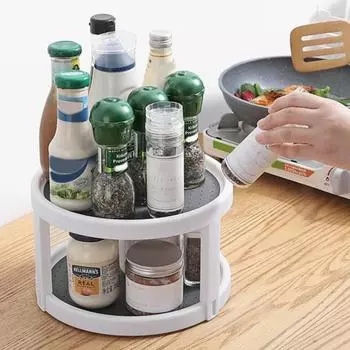 Стеллаж для хранения, удобная вращающаяся пластиковая многофункциональная кухонная подставка для проигрывателя для дома Double Tier