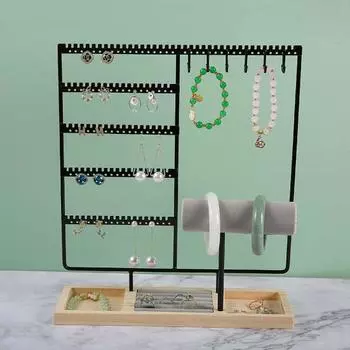 Стеллаж для хранения ювелирных изделий, большая вместительная подставка для ювелирных изделий, съемная деревянная основа, браслет, ожерелье, часы, серьги белый