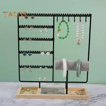 Стеллаж для хранения ювелирных изделий Большая вместительная подставка для ювелирных изделий Съемная деревянная основа Браслет Ожерелье Часы Серьги Органайзер Держатель Стабильный белый