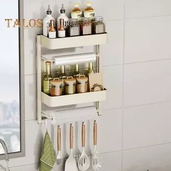 Стеллаж для хранения в холодильнике Большая вместимость Прочная несущая антикоррозийная многоуровневая полка Органайзер для специй с легким доступом Single Layer белый