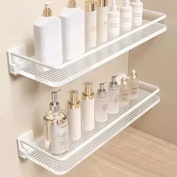 Стеллаж для хранения в ванной комнате без перфорации, полки для хранения косметики, средства по уходу за кожей, туалетные принадлежности, вешалка для полотенец, органайзер для ванны 30cm-no pole