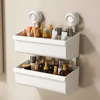 Стеллаж для хранения в ванной комнате, дренажный, съемный, толстый, нескользящий, противоскользящий, прочная установка на присоске, большая несущая способность, душ S слоновая кость