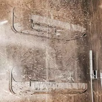 Стеллаж для хранения в ванной комнате, кухонный настенный самоклеящийся органайзер, косметическая полка для ванной комнаты, настенные стеллажи для хранения косметики S прозрачный