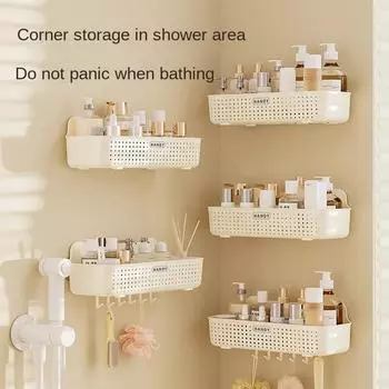 Стеллаж для хранения в ванной комнате, настенный стеллаж для туалета без перфорации, настенный стеллаж для хранения косметики, умывальник, туалетный столик