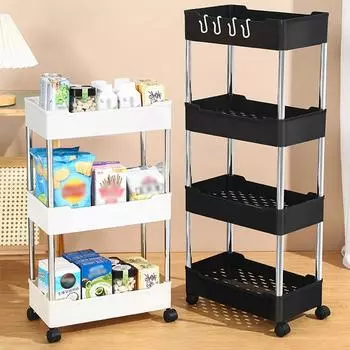 Стеллаж для хранения в ванной комнате с колесами, 3/4-слойная тележка для хранения на колесиках, органайзер для хранения в ванной комнате, многоцелевая тележка для хранения 3Layer белый