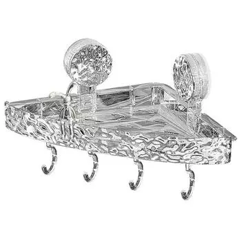 Стеллаж для хранения в ванной комнате с крючками Прозрачный настенный самоклеящийся без перфорации Большая несущая способность Противоскользящая косметическая раковина для зубной пасты Oaganizer Triangle чистый