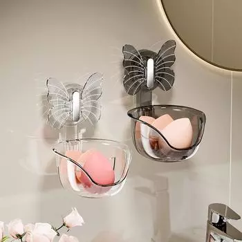 Стеллаж для хранения в ванной комнате Ящик для хранения без перфорации Ванная комната Присоска Настенная полка для умывальника Хранение косметики белый