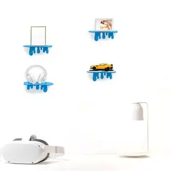 Стеллаж для хранения вещей, акриловая маленькая настенная полка, прочная несущая, яркая, цветная, настенная, органайзер для хранения вещей, стеллаж для демонстрации товаров синий