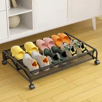 Стеллаж для хранения вещей под кроватью с 4 колесами, прочная металлическая ткань Оксфорд, 75 л