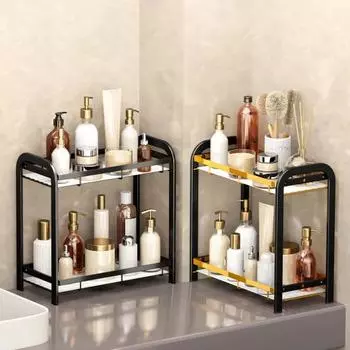 Стеллаж для хранения вещей Прочная конструкция Устойчивость к ржавчине Коррозионная стойкость Простая установка Универсальный органайзер для ванной комнаты Полка для хранения вещей чёрный