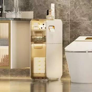 Стеллаж для хранения вещей, шкаф для ванной комнаты с ящиками, вместительный, водонепроницаемый, узкий, органайзер для ванной комнаты с колесами Dual Layer