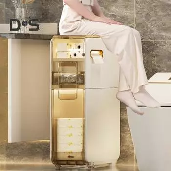 Стеллаж для хранения вещей, шкаф для ванной комнаты с ящиками, вместительный, водонепроницаемый, узкий, органайзер для ванной комнаты с колесами Dual Layer