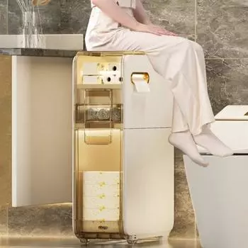 Стеллаж для хранения вещей, шкаф для ванной комнаты с ящиками, вместительный, водонепроницаемый, узкий, органайзер для ванной комнаты с колесами Dual Layer