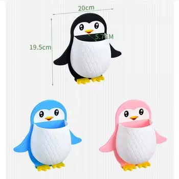 Стеллаж для хранения вещей в виде пингвина, коробка для хранения зубных щеток, зубной пасты, кистей для макияжа, сливная полка, настенная прикроватная стойка для хранения вещей розовый