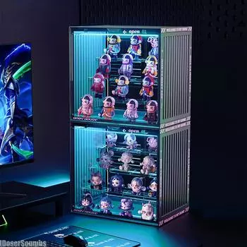 Стеллаж для хранения высокой четкости, большой вместительный акриловый контейнер, прозрачный трехслойный пылезащитный ящик для демонстрации фигур