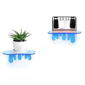 Стеллаж для хранения Yousheng, небольшая акриловая настенная полка, прочная несущая настенная полка яркого цвета, органайзер для хранения, стеллаж для демонстрации товаров синий