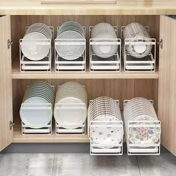 Стеллаж для сушки посуды большой емкости на столешнице, бытовой однослойный органайзер для хранения посуды, для кухонной стойки, полка для шкафа белый