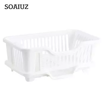 Стеллаж для сушки посуды, кухонная утварь, сушилка для сушки посуды со сливной доской, столешница, органайзер для столовой посуды, кухонная полка для хранения инструментов белый