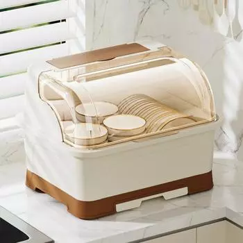 Стеллаж для сушки посуды, пластиковая чаша, ящик для хранения палочек для еды с крышкой для кухонной утвари, кухонная тарелка, поднос для чашки, сушилка для столовых приборов кремовый