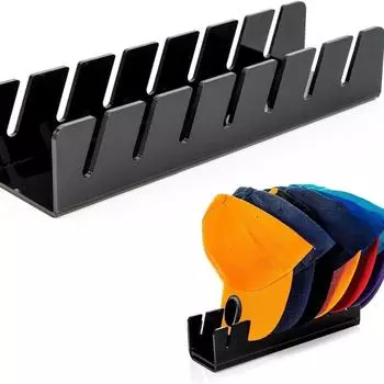 Стеллаж для выставки товаров бейсбольной кепки с 7 отверстиями, прочный акриловый держатель для шляпы для организации хранения в домашнем шкафу чёрный