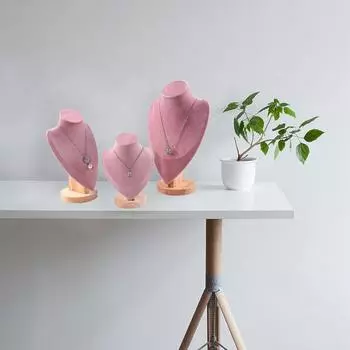 Стеллаж для выставки товаров ожерелья Подставка для ювелирных изделий Подвеска Бархатная розовая подставка для ожерелья S