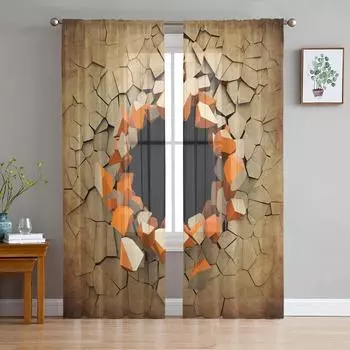 Стена Черная Дыра Взрыв Окно Обработка Тюль Современные Прозрачные Шторы для Кухни Гостиной Спальни Шторы Украшения W135 x H114cm
