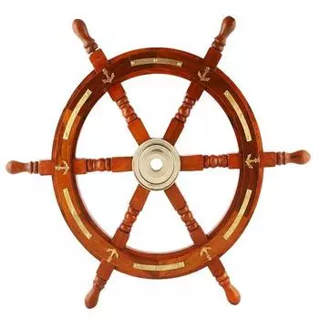 Стена из деревянного колеса корабля и пиратский декор Капитан в морском стиле «Пиратский капитан» Колесо лодки 38.1 cm