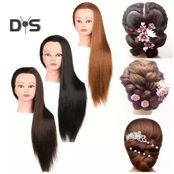 Стенд для демонстрации плетения волос Манекен-голова с волосами Человеческие волосы Прямые 25 Профессиональная косметологическая кукольная голова для парикмахеров-стилистов и косметологов чёрный