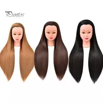 Стенд для демонстрации плетения волос Манекен-голова с волосами Человеческие волосы Прямые 25 Профессиональная косметологическая кукольная голова для парикмахеров-стилистов и косметологов чёрный