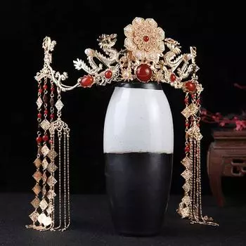 Step Shake Цветочный костюм Реквизит Аксессуары для волос Hanfu Палочки для волос Шпильки с кисточками Женские вилки для волос золотой