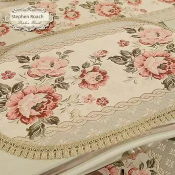 Stephen European-Style Luxury Fabric Craft Insulation Placemat 27A-delicate red Round placemat 16*16cm