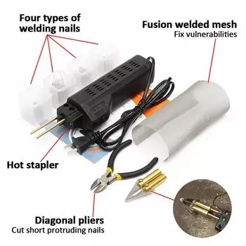 Степлер Пластиковый сварочный аппарат Комплект для ремонта бампера Паяльник для ремонта пластика Ремонт бампера автомобиля Сварочный пистолет Инструмент для ремонта