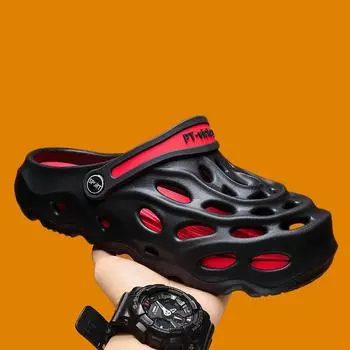 Stepping on shit feeling bag head hole shoes summer wear breathable versatile sports slippers casual outdoor beach sandals men 39