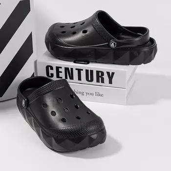 Stepping On Shit Feeling Hole Shoes Fashionable And Versatile Outer Wear Bag Head Slippers Thick Sole Non-Slip Heightening Casual Beach Sandals 40/41 хаки