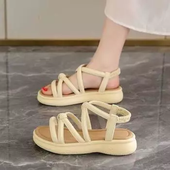 Stepping on shit feeling small size sandals women s 2025 new summer women s shoes platform beach shoes Roman sandals spot 33 жёлтый