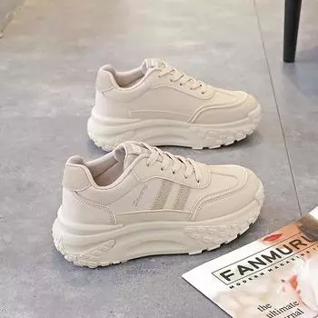 Ощущение, будто наступил на дерьмо, маленькие белые туфли на толстой подошве, женская весенняя новая повседневная спортивная обувь, нескользящая обувь для женщин на мягкой подошве 35 хаки