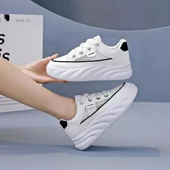 Stepping on shit feeling white shoes women s 2024 new popular summer hollow board shoes sports net shoes women s breathable mesh surface 7 35 чёрный