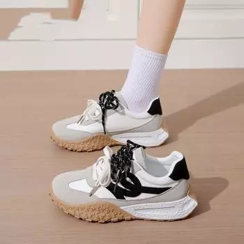 Stepping on shit Forrest Gump shoes women s 2025 spring and summer lightweight and versatile retro sports versatile super fire heightening casual shoe 35 жёлтый