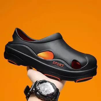 Stepping on shit hole shoes men s summer wear thick-soled wear-resistant beach sandals trendy men s outdoor two-color slippers 40