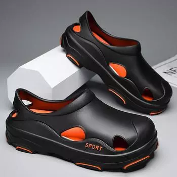 Stepping on shit hole shoes men s summer wear thick-soled wear-resistant beach sandals trendy men s outdoor two-color slippers 40