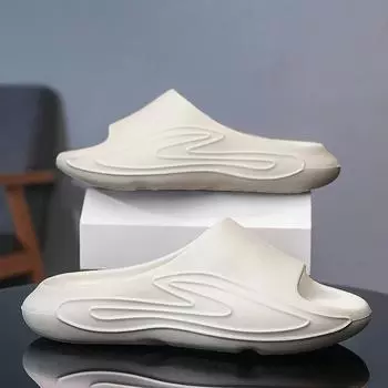 Stepping on shit slippers men s casual fashion high value thick bottom wear cool slippers 2024 summer men s one-word drag 40 чёрный