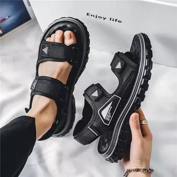 Stepping on shit slippers men s summer wear non-slip and deodorant outdoor trend sports driving to work beach sandals 39 чёрный