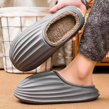 Наступая на дерьмо непромокаемые тапочки зимние уличные ворсистые утолщенные нескользящие хлопковые полотенца мужские бытовые теплые толстодонные хлопковые тапочки 40 серый