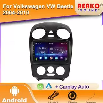 Стерео Android для Volkswagen Beetle 2000-2012 Мультимедийный автомобильный плеер GPS Авто Радио Навигация DVD Головное устройство Экран НЕТ 2DIN 4 core 1GB+32GB carplay
